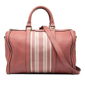Gucci Sherry Boston Bag Shoulder Pink Canvas Leather